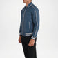Blue varsity jacket for men with snap button closure