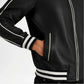 Black Leather Varsity Jacket for Men