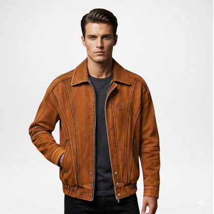 mens brown denim jacket