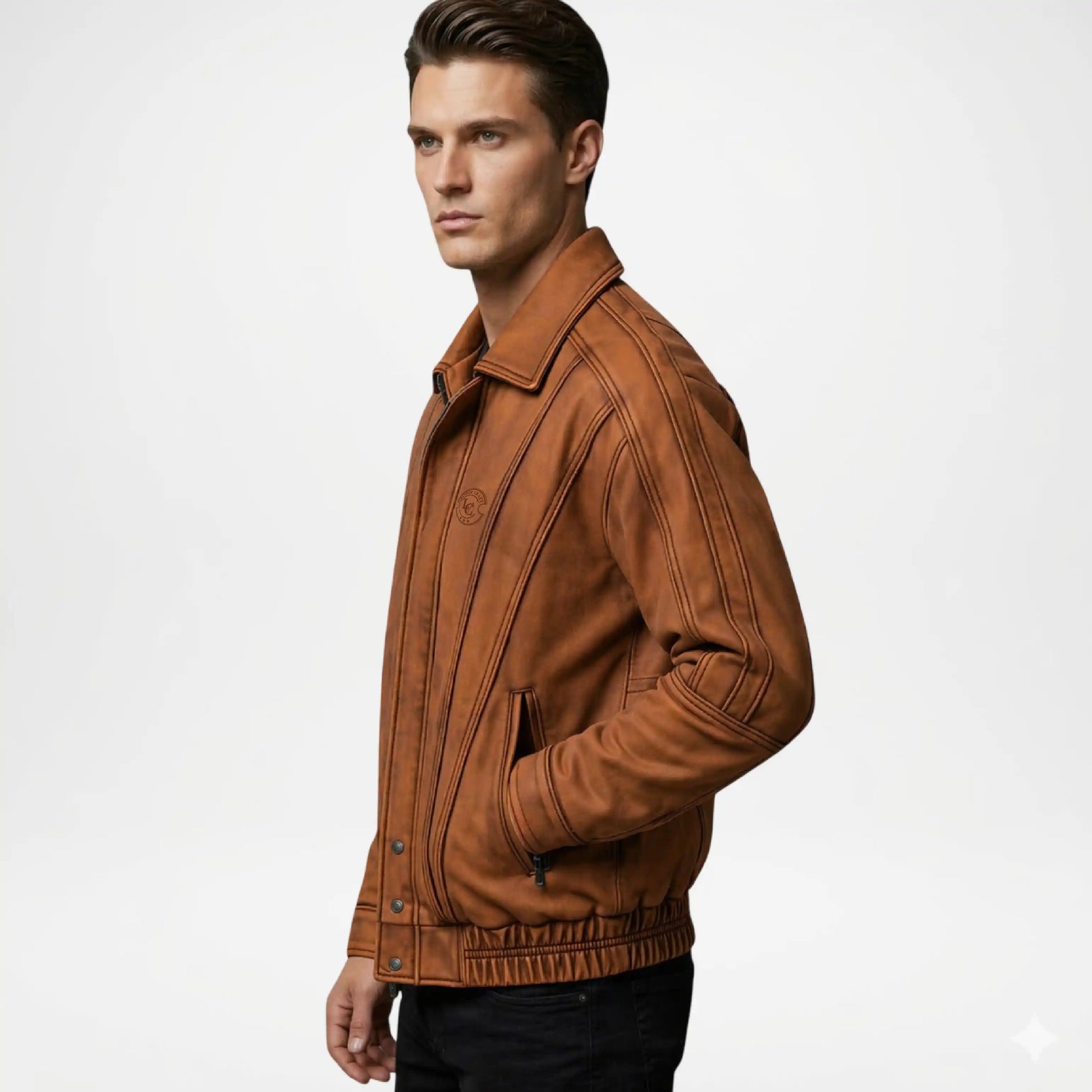 brown denim jacket men casual style
