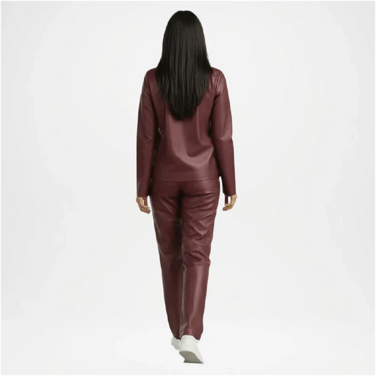 Burgundy Faux Leather Co-Ord Set