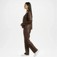 brown faux leather set outfit
