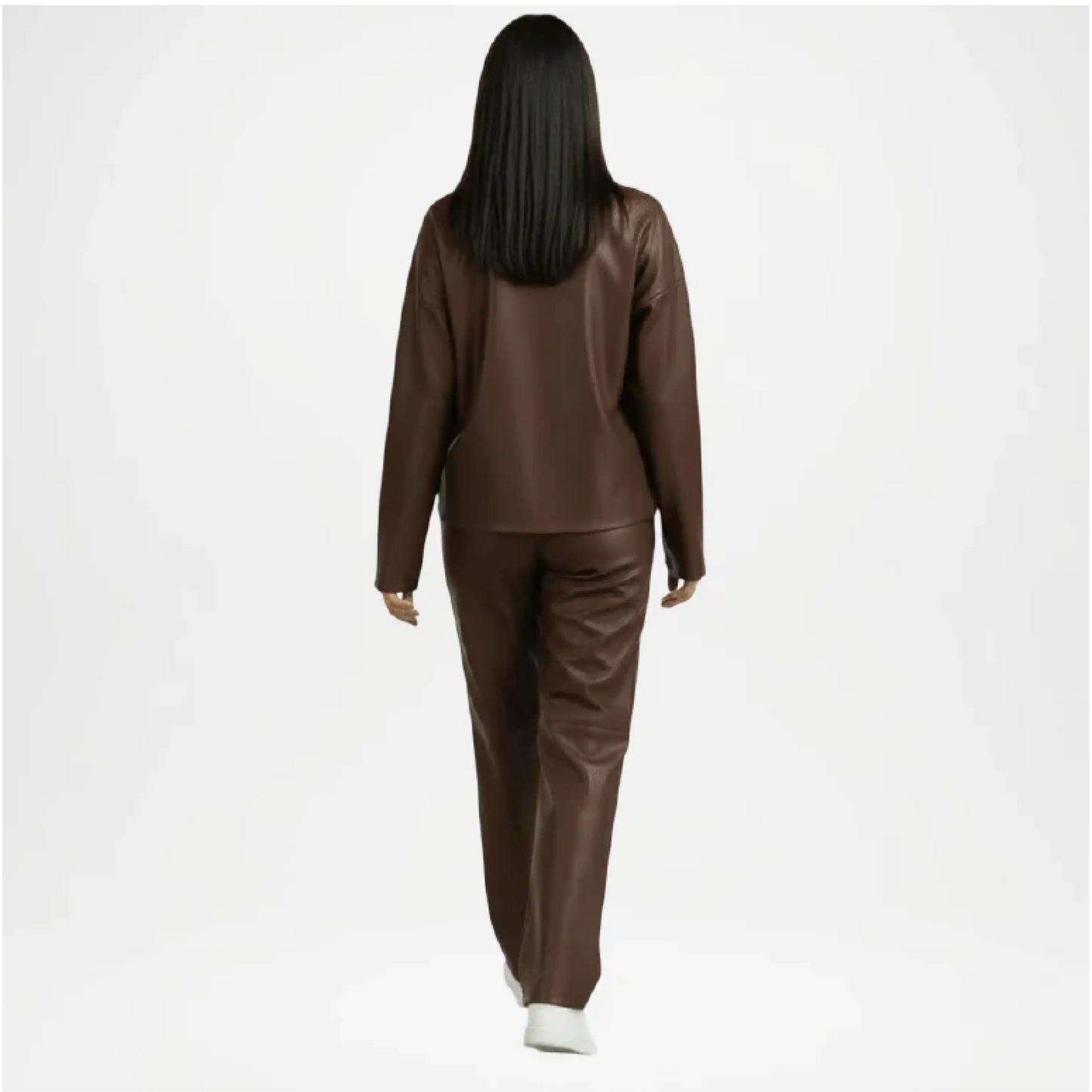 Dark brown mock neck Leather jacket
