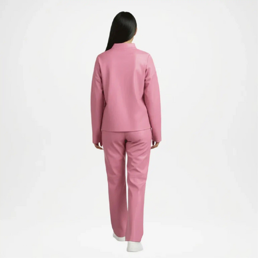 Pink Faux Leather Co-Ord Set Women
