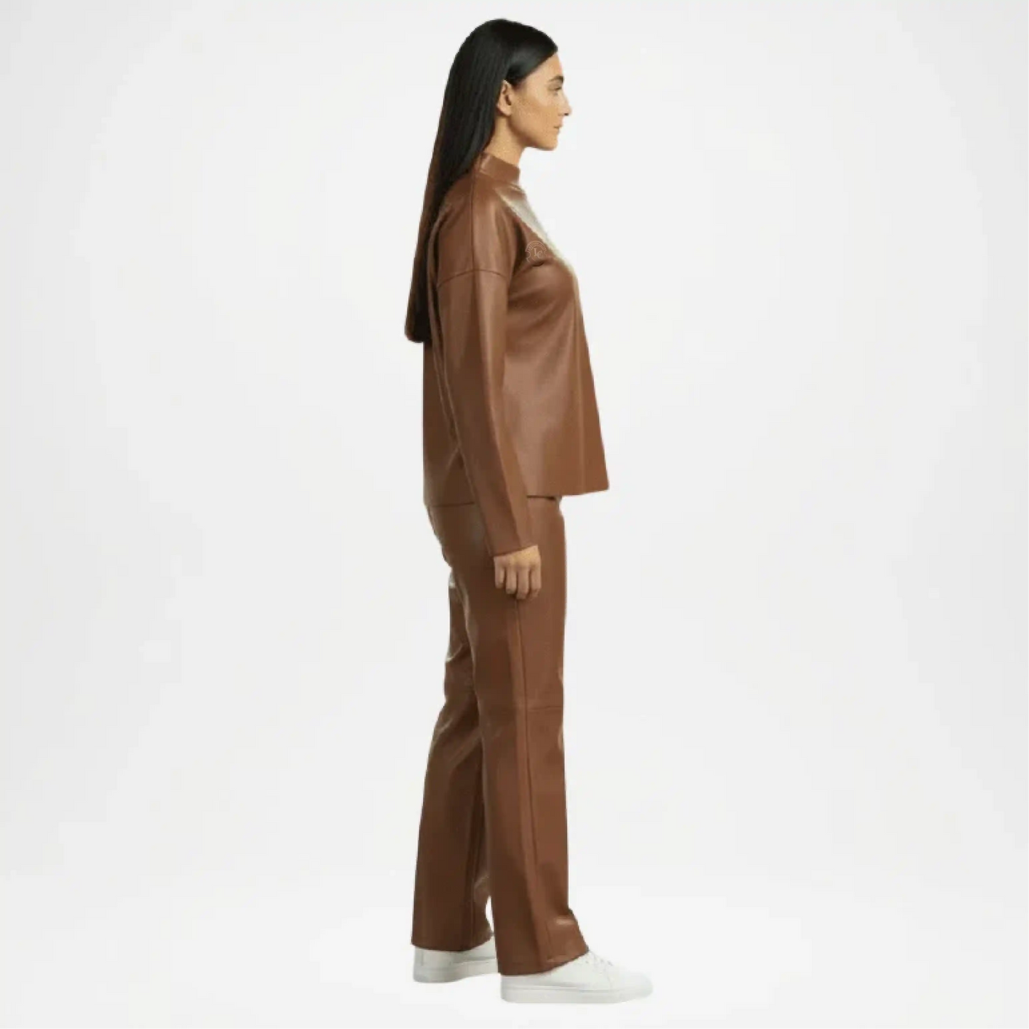brown faux leather turtleneck
