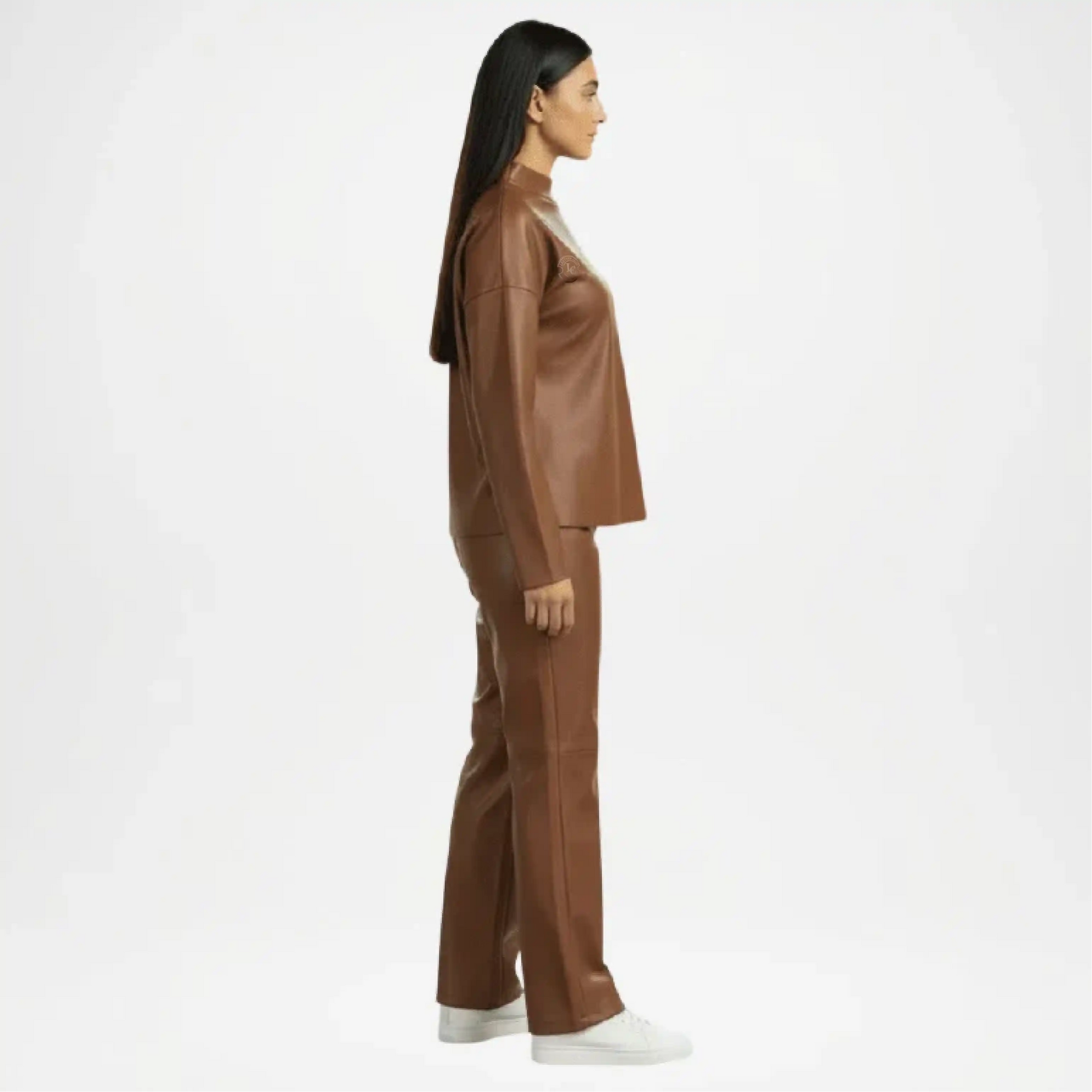 brown faux leather turtleneck
