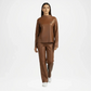 Brown Faux Leather Mock Neck Co-Ord Set