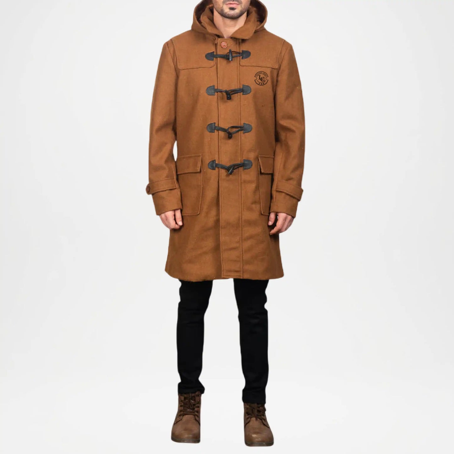 brown hooded coat men
