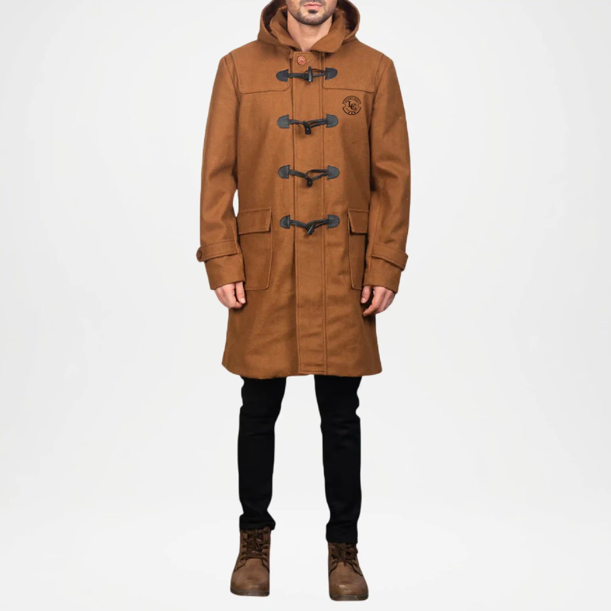 brown hooded coat men