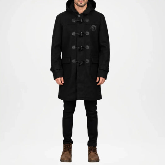 mens black duffle coat