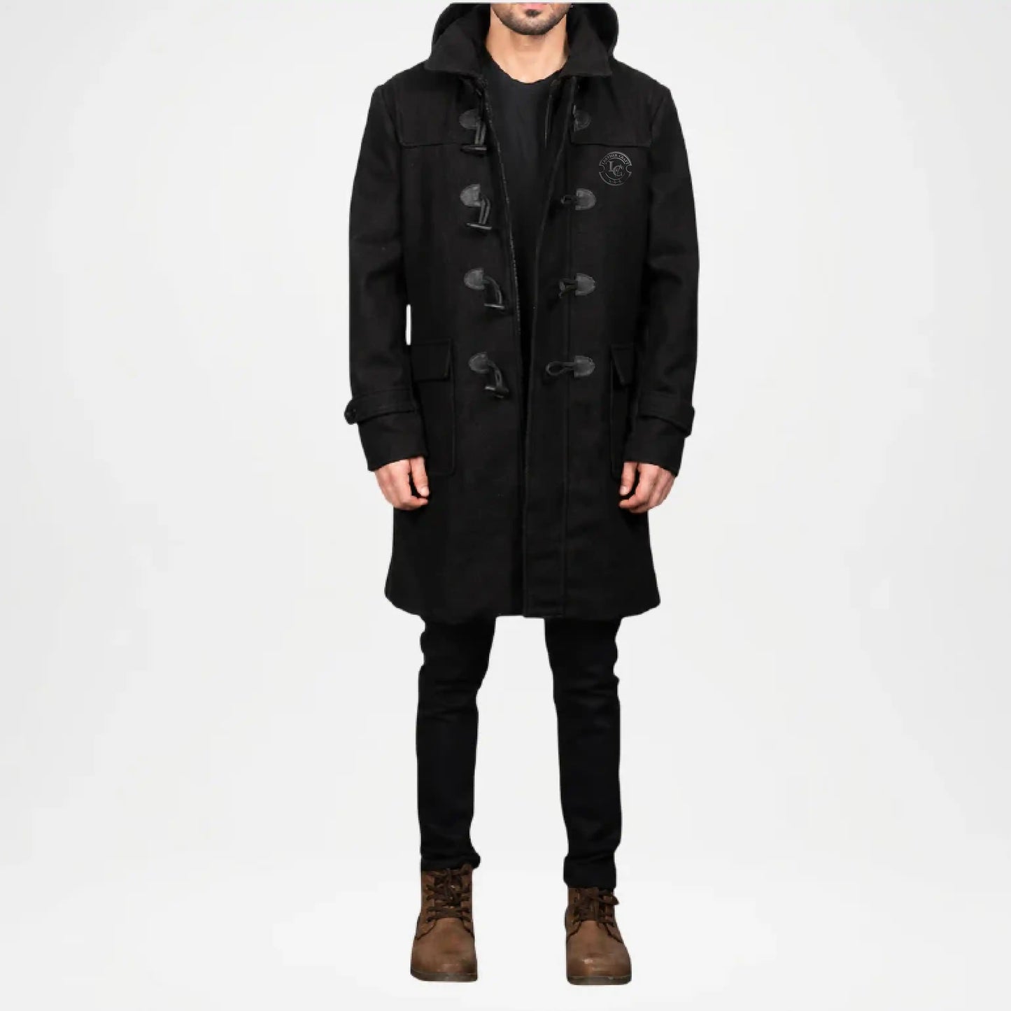 mens wool coat black