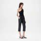 black faux leather bermuda shorts women

