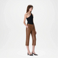 brown leather bermuda short pant women
