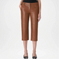 Brown Leather Bermuda Pants for Women