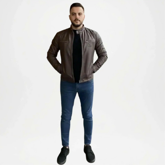 classic brown biker jacket

