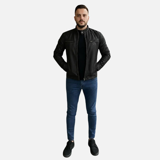 Black Leather Biker Jacket for Men – Classic Motorcycle Jacket