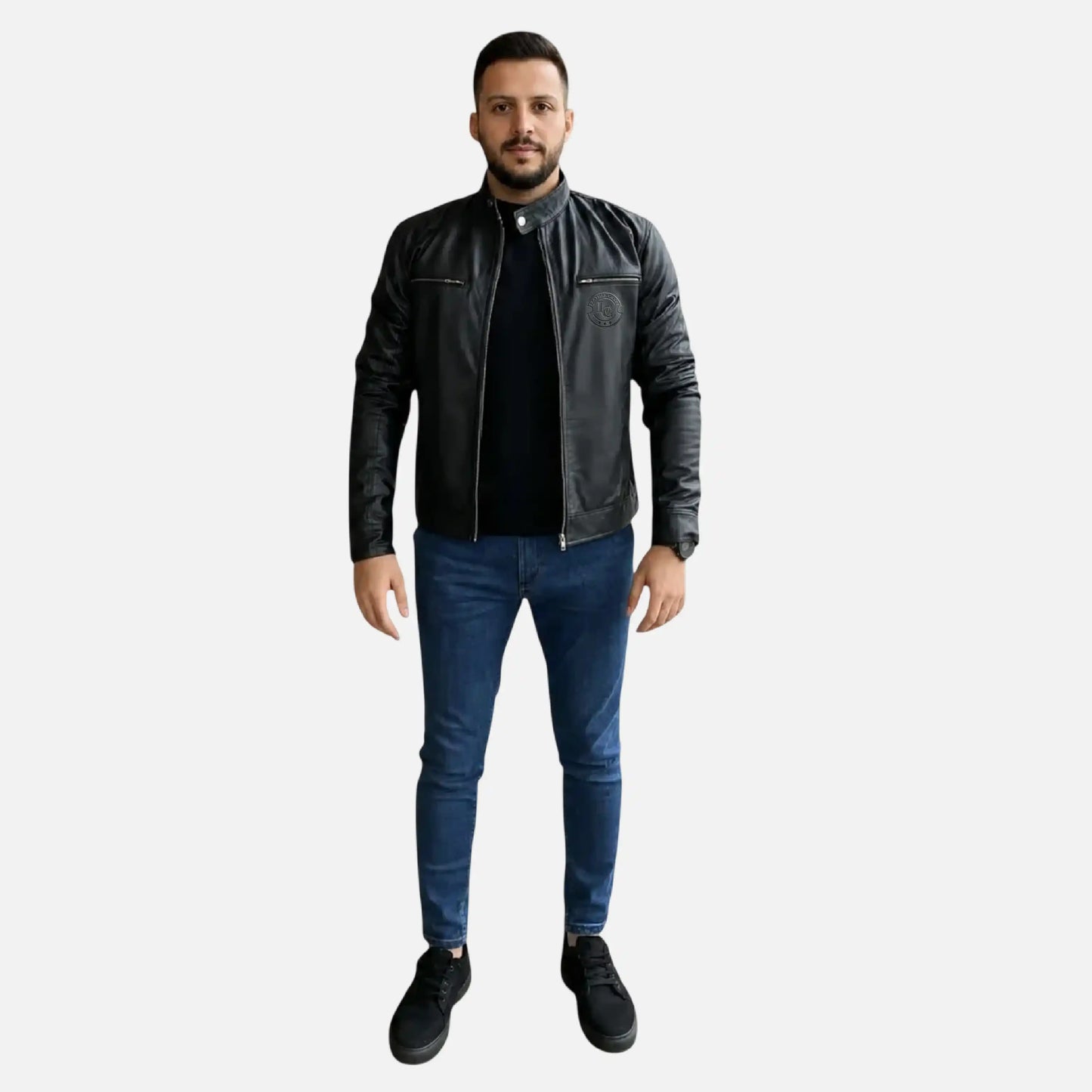 Black Leather Biker Jacket for Men – Classic Motorcycle Jacket