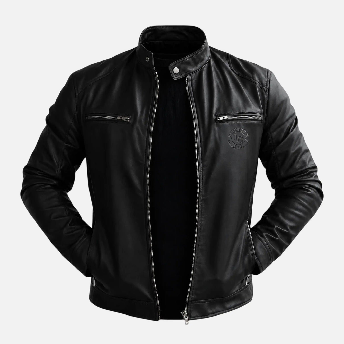 Black Leather Biker Jacket for Men – Classic Motorcycle Jacket