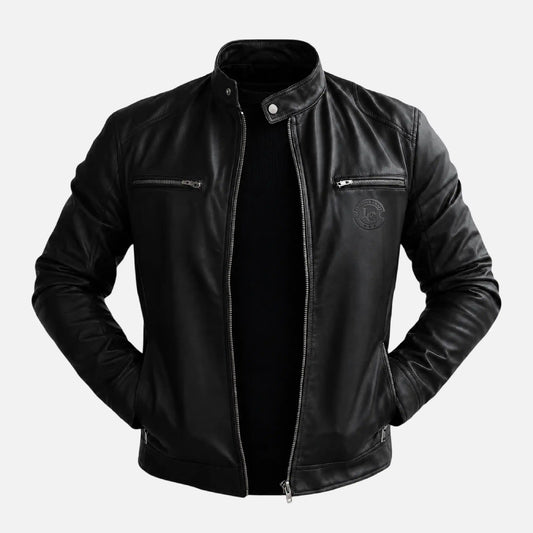 Black Leather Biker Jacket for Men – Classic Motorcycle Jacket