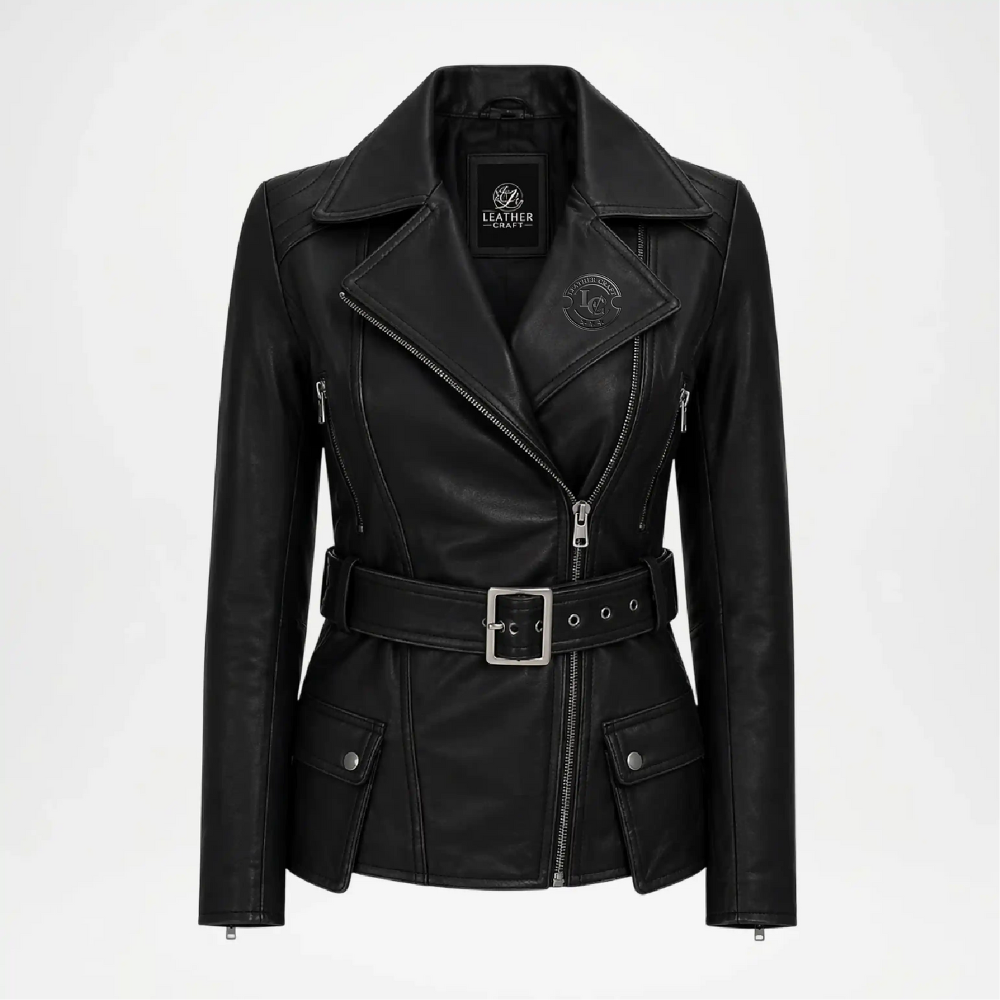 Women’s Black Leather Biker Jacket
