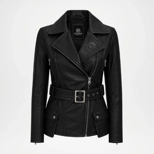 Women’s Black Leather Biker Jacket
