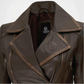 womens brown biker leather jacket