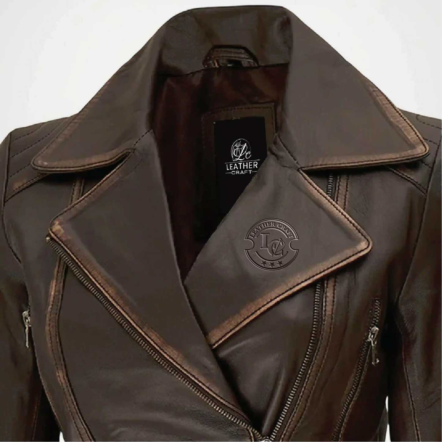 womens brown biker leather jacket
