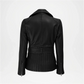 women's black leather moto jacket
