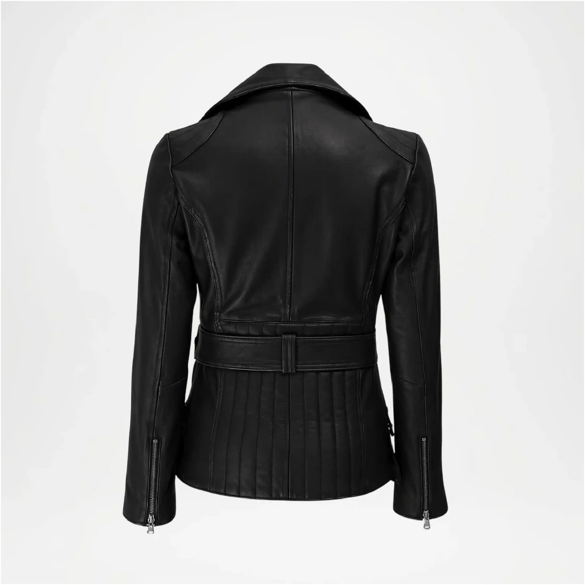 women's black leather moto jacket
