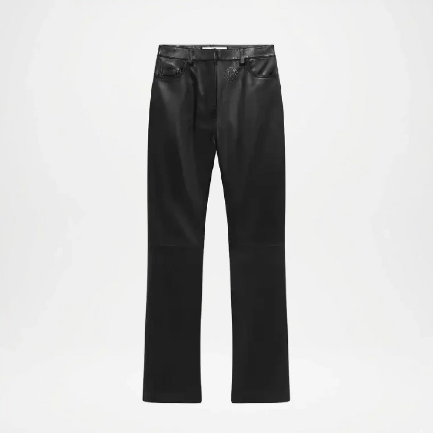 black leather flare pants
