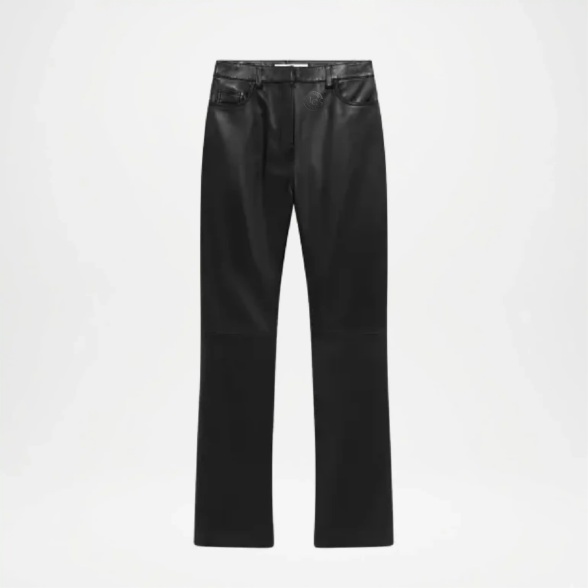 black leather flare pants
