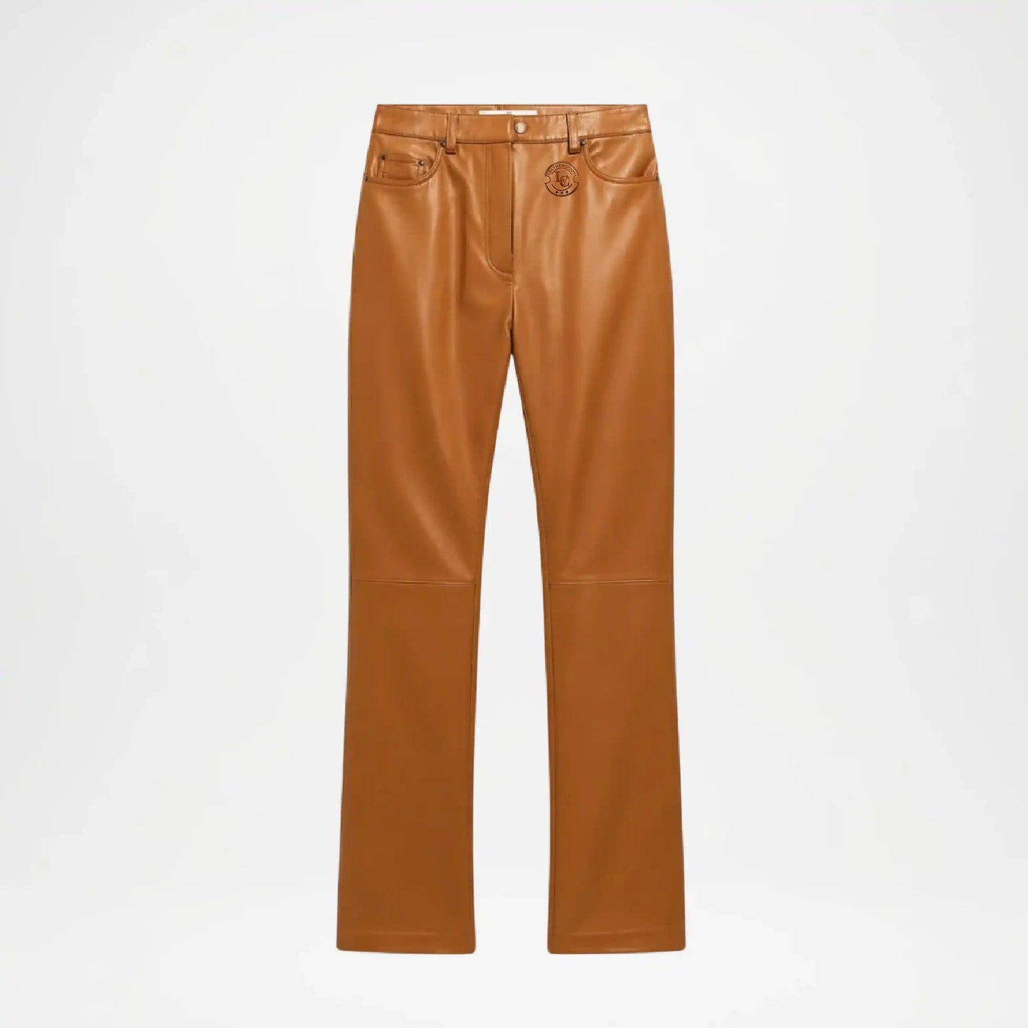 Brown Leather Flare Pants