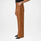 brown leather wide leg pants women
