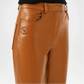 brown leather flare pants women
