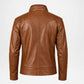 Brown Leather Moto Jacket Back View
