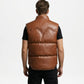 brown leather sleeveless jacket men real leather