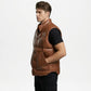 brown leather gilet men real leather
