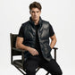 black leather sleeveless jacket men 