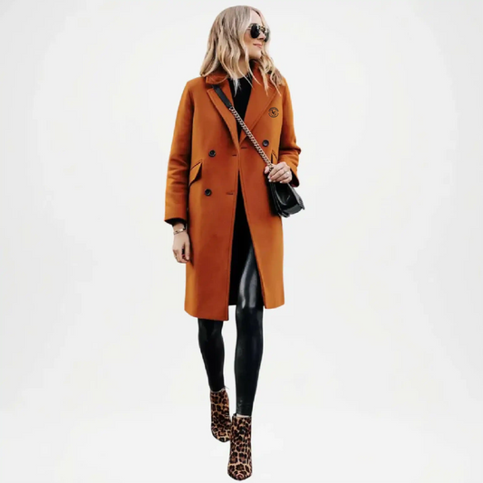 womens brown double breasted wool coat