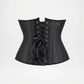 Black corset with lace-up front on a white background