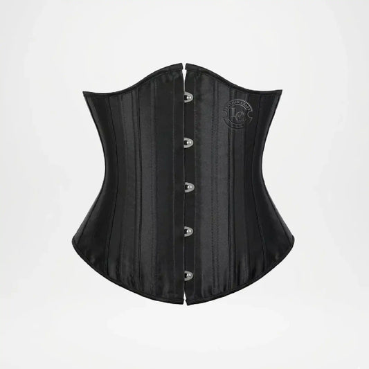 Black Satin Underbust Corset for Women