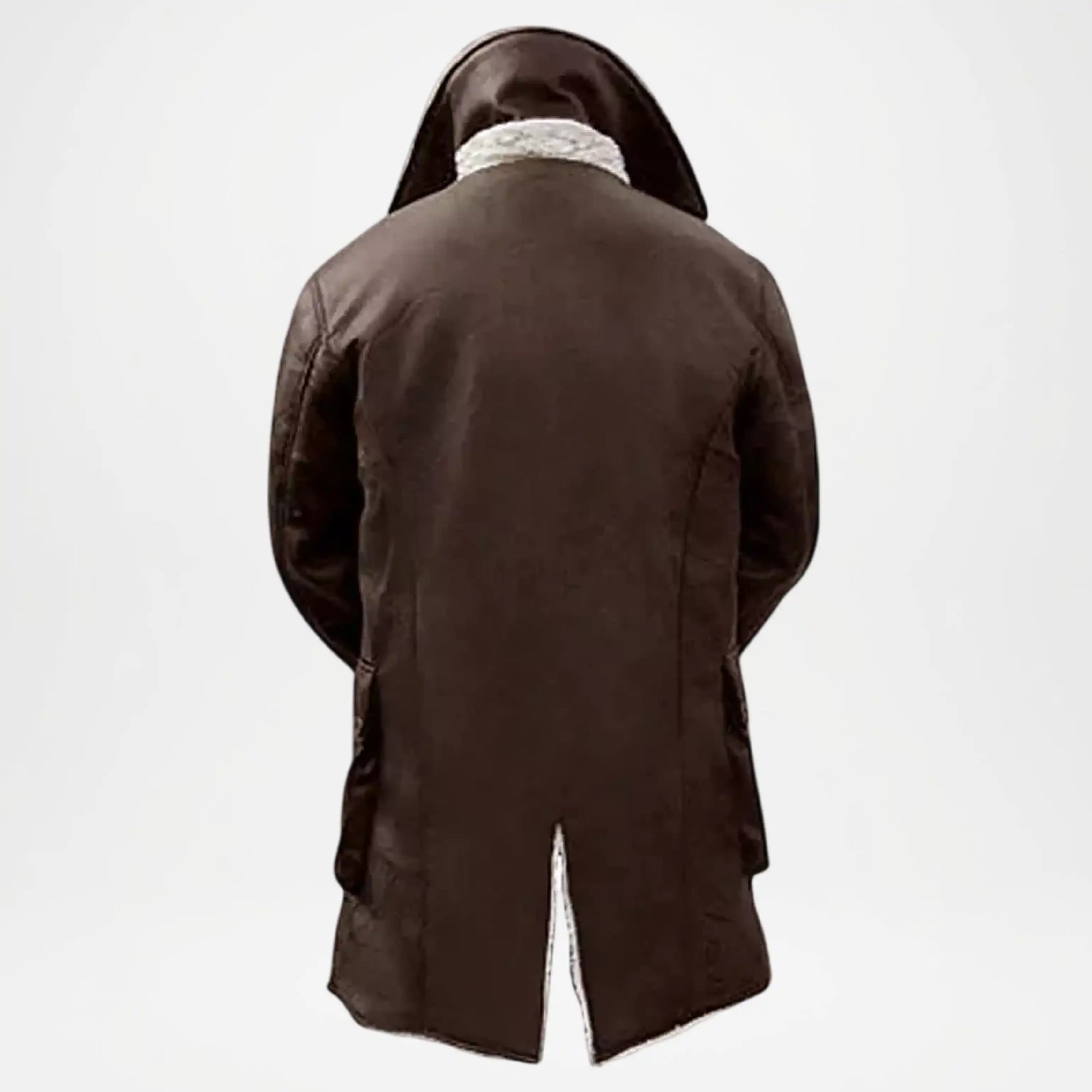 brown shearling leather coat