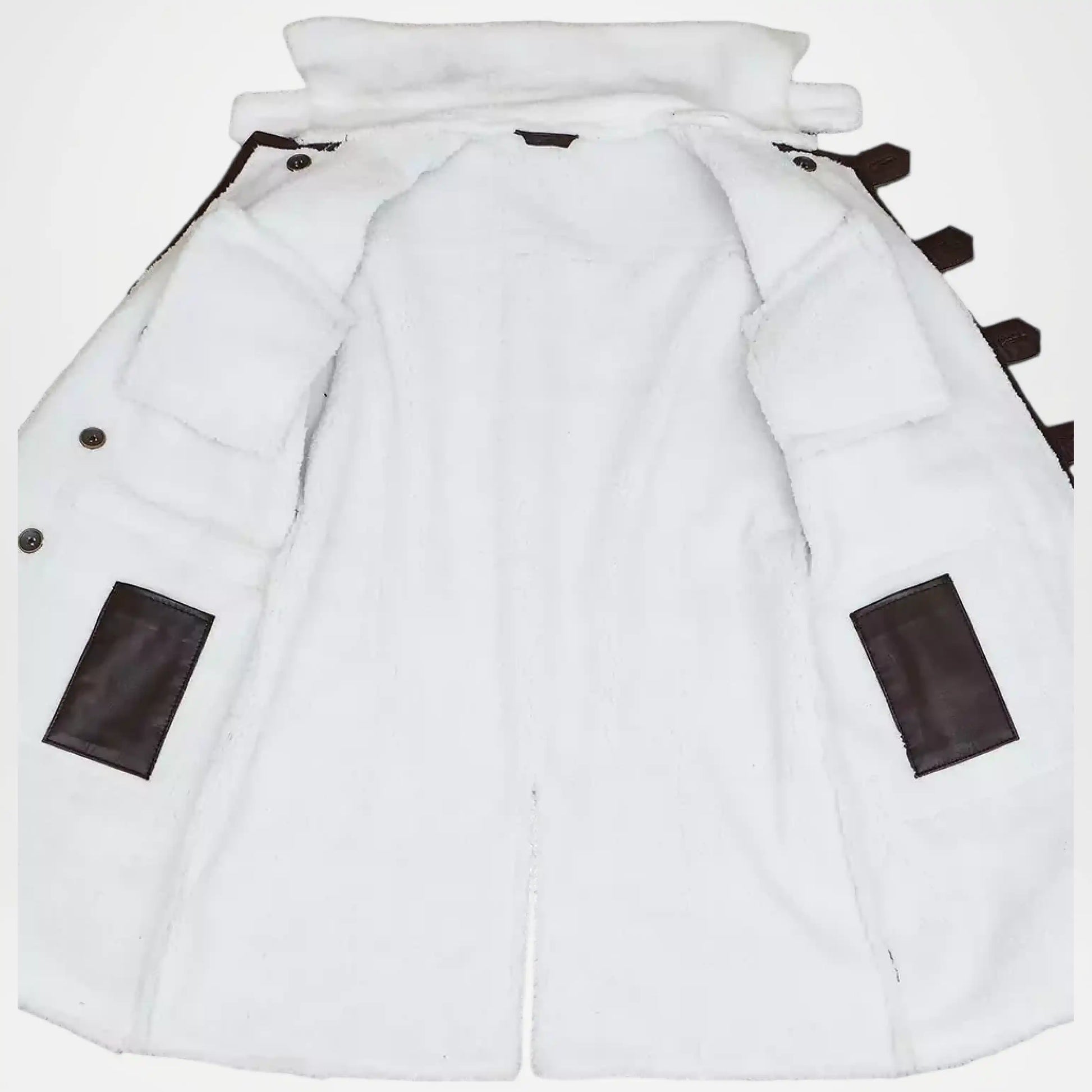 brown coat with white inner body