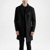 Black wool coat for men with notched lapel collar