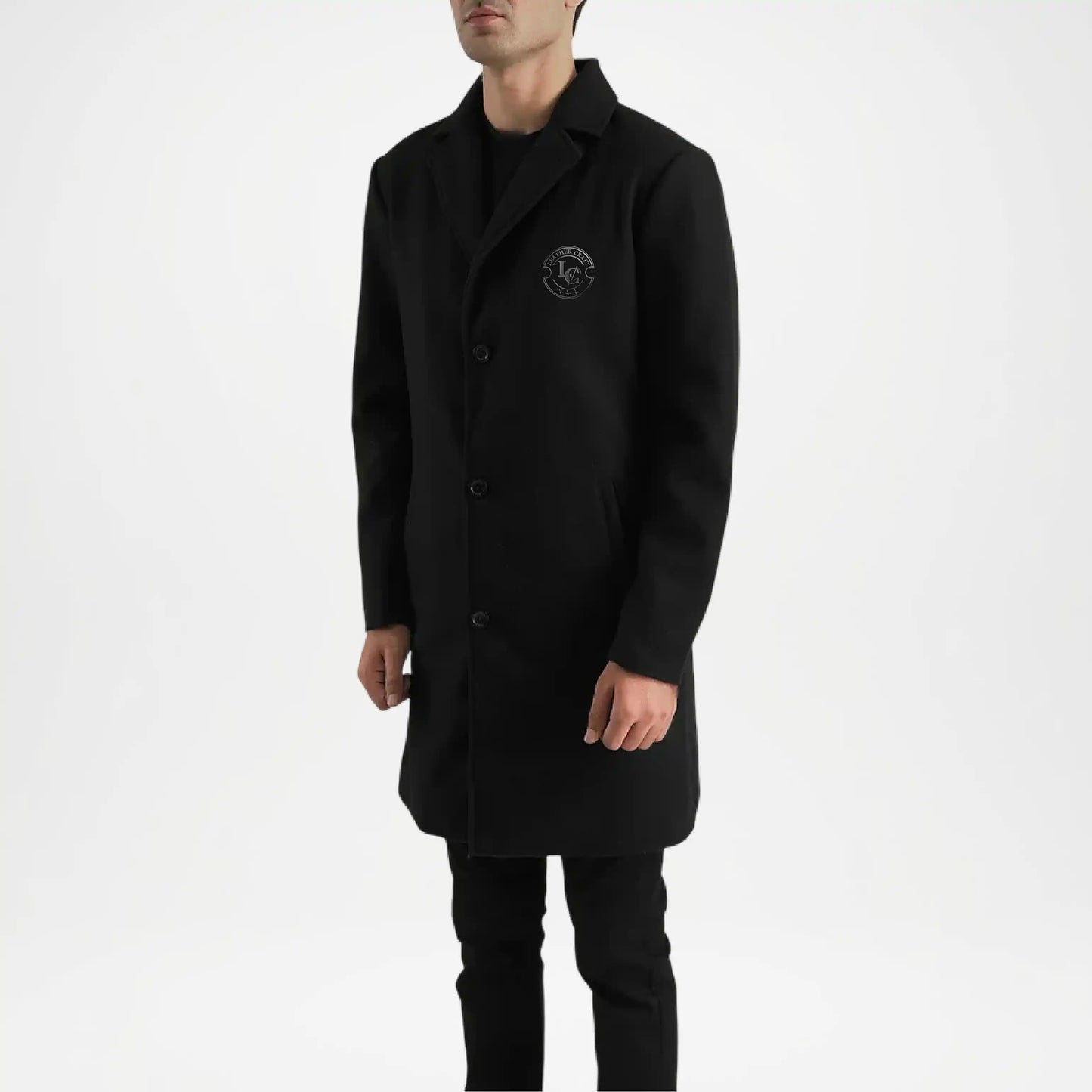 Premium black wool coat for office wear men