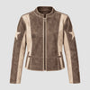 Brown and Cream Leather Jacket  