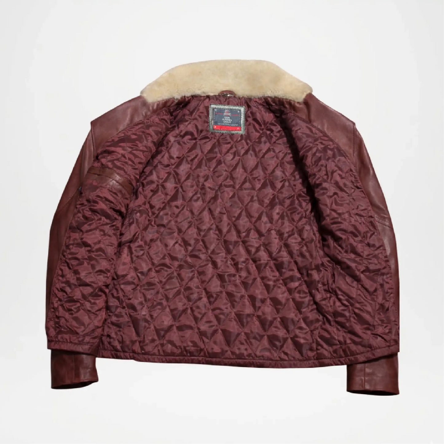 Quilted jacket with fur lining on a white background