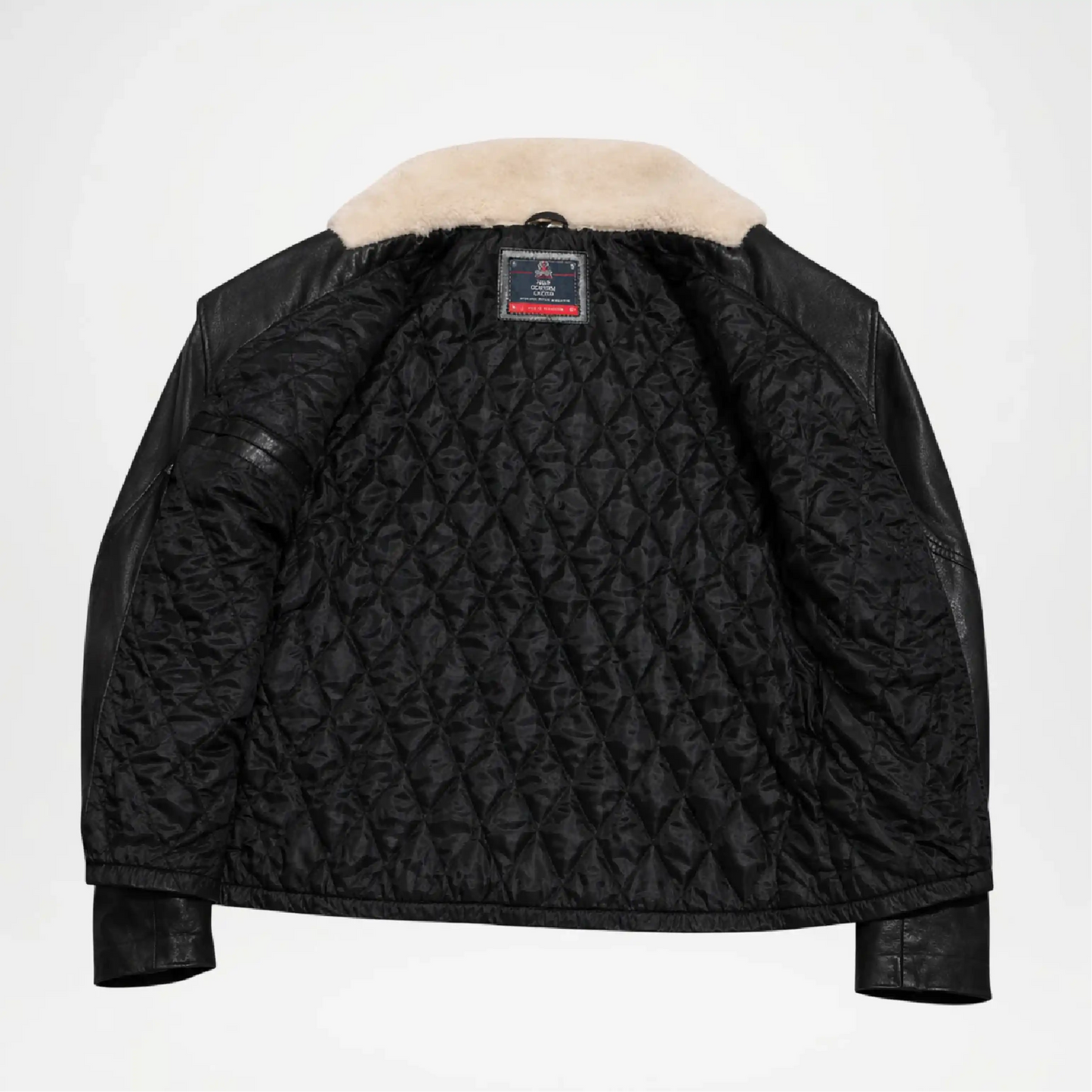 Black quilted jacket with beige lining 