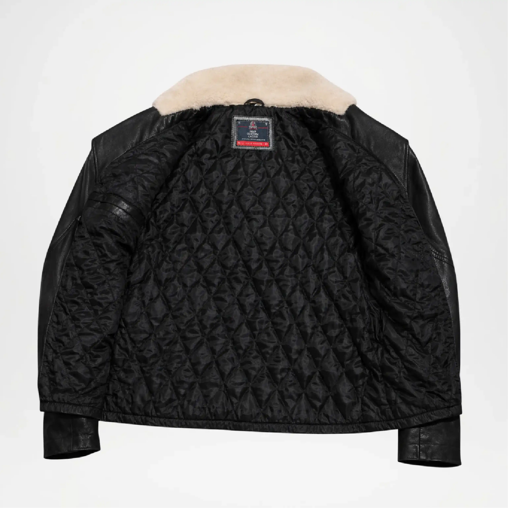 Black quilted jacket with beige lining 