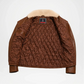 brown leather shearling coat quality check
